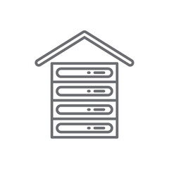 Data center information technology icon with black outline style. analytics, thin, service, pictogram, icons, element, concept. Vector Illustration