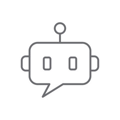 Bot information technology icon with black outline style. assistance, smart, mobile, conversation, bubble, call, voice. Vector Illustration