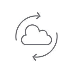 Backup information technology icon with black outline style. digital, app, communication, thin, sync, global, concept. Vector Illustration