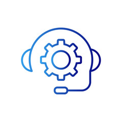 Support information technology icon with blue gradient outline style. line, person, man, outline, technology, set, thin. Vector Illustration