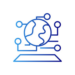 Cyberspace information technology icon with blue gradient outline style. modern, futuristic, device, smart, message, website, protection. Vector Illustration