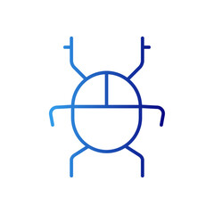 Bug information technology icon with blue gradient outline style. code, protection, isolated, insect, thin, virus, software. Vector Illustration