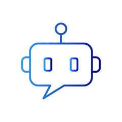 Bot information technology icon with blue gradient outline style. assistance, smart, mobile, conversation, bubble, call, voice. Vector Illustration