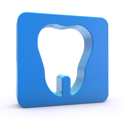 Tooth shape cutout 3d isolated on white background.. Tooth Door, portal, hole. Tooth shape tunnel 3d. 