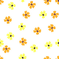 Chamomile flower seamless pattern in simple style. Abstract floral endless background.