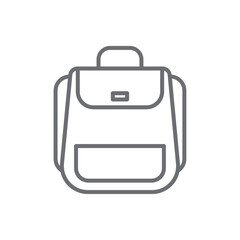 School bag education icon with black outline style. thin, fashion, learning, university, cartoon, knowledge, hiking. Vector Illustration