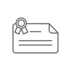 Certificate education icon with black outline style. champion, warranty, pictogram, graduation, print, decorative, guarantee. Vector Illustration