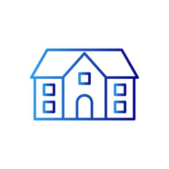 Obraz premium School education icon with blue gradient outline style. house, pictogram, classroom, simple, backpack, stroke, linear. Vector Illustration