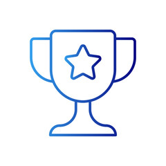 Trophy education icon with blue gradient outline style. celebration, leadership, outline, event, line, ceremony, white. Vector Illustration