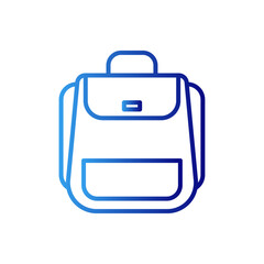 School bag education icon with blue gradient outline style. thin, fashion, learning, university, cartoon, knowledge, hiking. Vector Illustration
