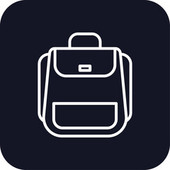 School bag education icon with black filled line outline style. thin, fashion, learning, university, cartoon, knowledge, hiking. Vector Illustration