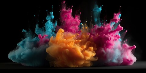 Obraz na płótnie Canvas AI Generated. AI Generative. Motion graphics illustration of explode splash of color powder. Can be used for background decoration or graphic design. Graphic Art