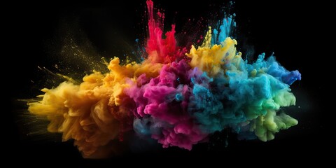 Obraz na płótnie Canvas AI Generated. AI Generative. Motion graphics illustration of explode splash of color powder. Can be used for background decoration or graphic design. Graphic Art