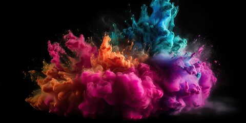 AI Generated. AI Generative. Motion graphics illustration of explode splash of color powder. Can be used for background decoration or graphic design. Graphic Art