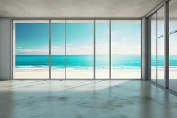 room scene empty space with a tropical beach. generative AI