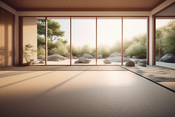 room scene empty space with a serene Zen. generative AI