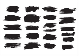 Handmade watercolor black different type brushes stock set