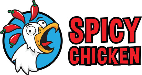 Spicy Chicken Cartoon Mascot Logo
