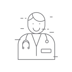 Doctor digital healthcare icon with black outline style. specialist, patient, outline, staff, clinical, job, web. Vector Illustration