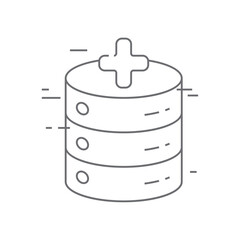 Hospital database digital healthcare icon with black outline style. healthy, white, professional, computing, support, outline, patient. Vector Illustration