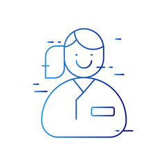 Nurse digital healthcare icon with blue gradient outline style. people, web, help, avatar, graphic, consultation, team. Vector Illustration
