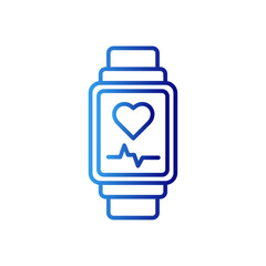 Smartwatch digital healthcare icon with blue gradient outline style. wireless, heart, web, health, smartphone, black, simple. Vector Illustration