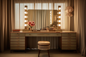 a classic Hollywood dressing room. generative AI