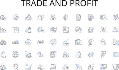 Fototapeta na wymiar Trade and profit line icons collection. Automobile, Motorcycle, Bicycle, Train, Airplane, Bus, Boat vector and linear illustration. Hovercraft,Helicopter,Ute outline signs set