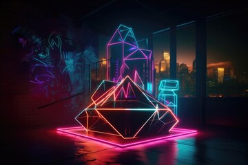 neon lights with colored lights in the background with generative AI
