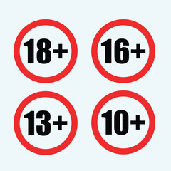 Set of age restriction sign