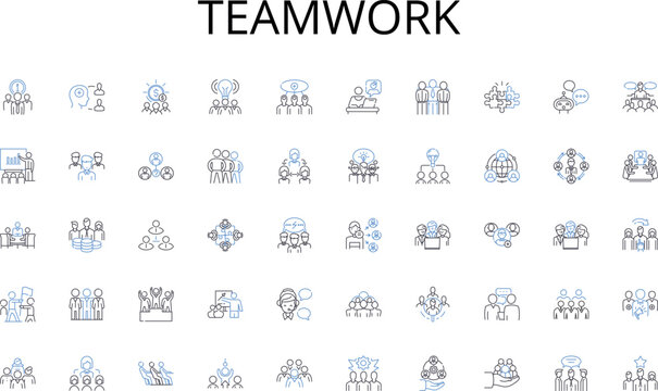 Teamwork line icons collection. Letters, Emails, Communication, Pen-pals, Respond, Writing, Envelopes vector and linear illustration. Post,Mailbox,Statiry outline signs set