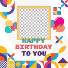 Geometric birthday photo frame  post template