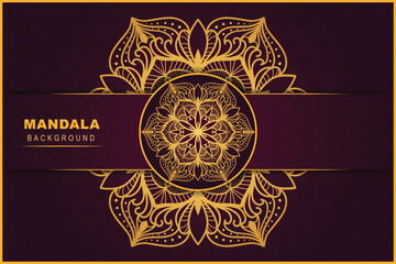 Abstract red and gold color ornate background luxury mandala pattern design