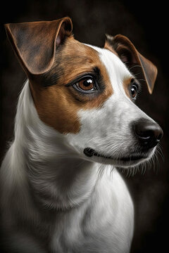 Generative AI illustration studio portrait style image of Jack Russell pedigree dog breed