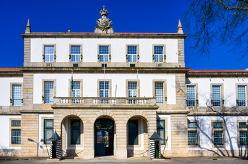 Obraz premium Antique and heritage building of the Ministry of Defense. Architecture details in Porto, Portugal