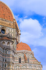 Fototapeta na wymiar Cathedral of Santa Maria del Fiore in Florence, Italy: detail view of Brunelleschi's Dome.