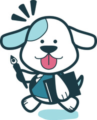 スーツを着たかわいい犬のキャラクター（歩く）　擬人化した動物のベクターイラスト素材