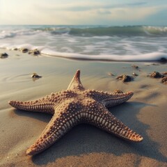 Fototapeta na wymiar Starfish on the beach, generative ai