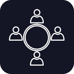 Conference meeting icon with black filled line outline style. chat, internet, thin, web, call, teacher, lecture. Vector Illustration