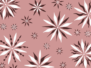 Brown and white colored abstract decorative flower pattern vector background isolated on horizontal landscape template. Simple flat artsy wallpaper.
