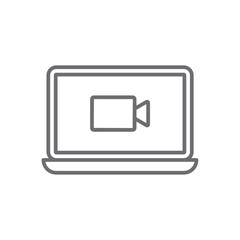 Video meeting icon with black outline style. black, clip, website, thin, outline, camcorder, line. Vector Illustration