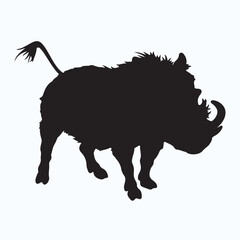 Warthog silhouettes and icons. Black flat color simple elegant Warthog animal vector and illustration.
