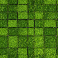 Seamless grass mosaic background. Generative AI.