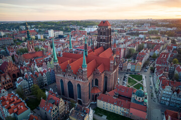 Panoramic view of old town of Gdansk, Poland