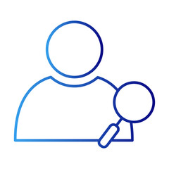 Identification crisis management icon with blue gradient outline style. app, finger, fingerprint, human, employee, worker, plastic. Vector Illustration