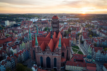 Panoramic view of old town of Gdansk, Poland