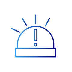 Emergency crisis management icon with blue gradient outline style. hospital, black, warning, extinguisher, outline, flame, phone. Vector Illustration