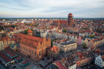 Fototapeta na wymiar Aerial view of Gdansk old town, Poland