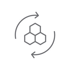 Transformation crisis management icon with black outline style. electronic, strategy, cyberspace, marketing, hi-tech, logo, arrow. Vector Illustration