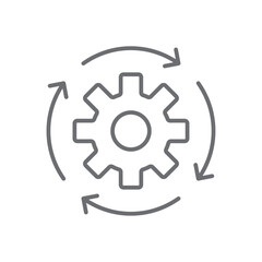 Recovery crisis management icon with black outline style. rebuild, settings, technology, circle, service, business, info. Vector Illustration